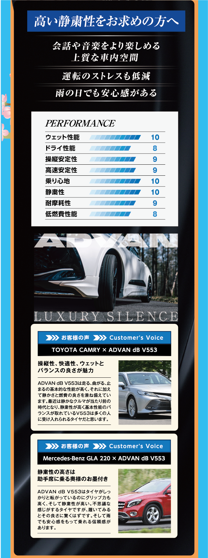 高い静粛性をお求めの方におすすめの横浜タイヤです。